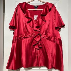 SPENSE Red satin blouse size 3X ♥️ so beautiful NWT